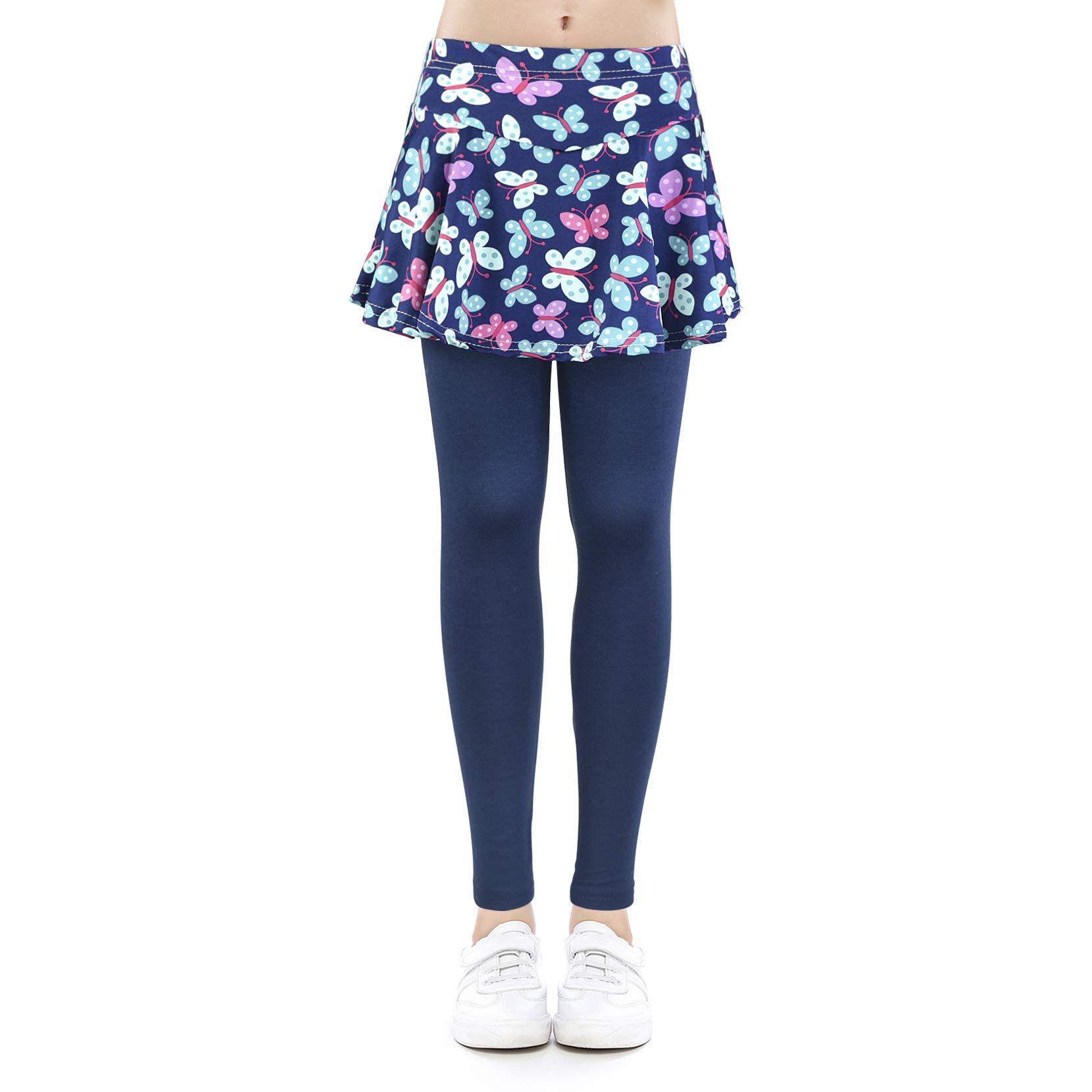 slaixiu Girls Leggings Skirt Stretchy Printing Flower Skirtpants 4-11 Years(GP12_Butterfly_110)