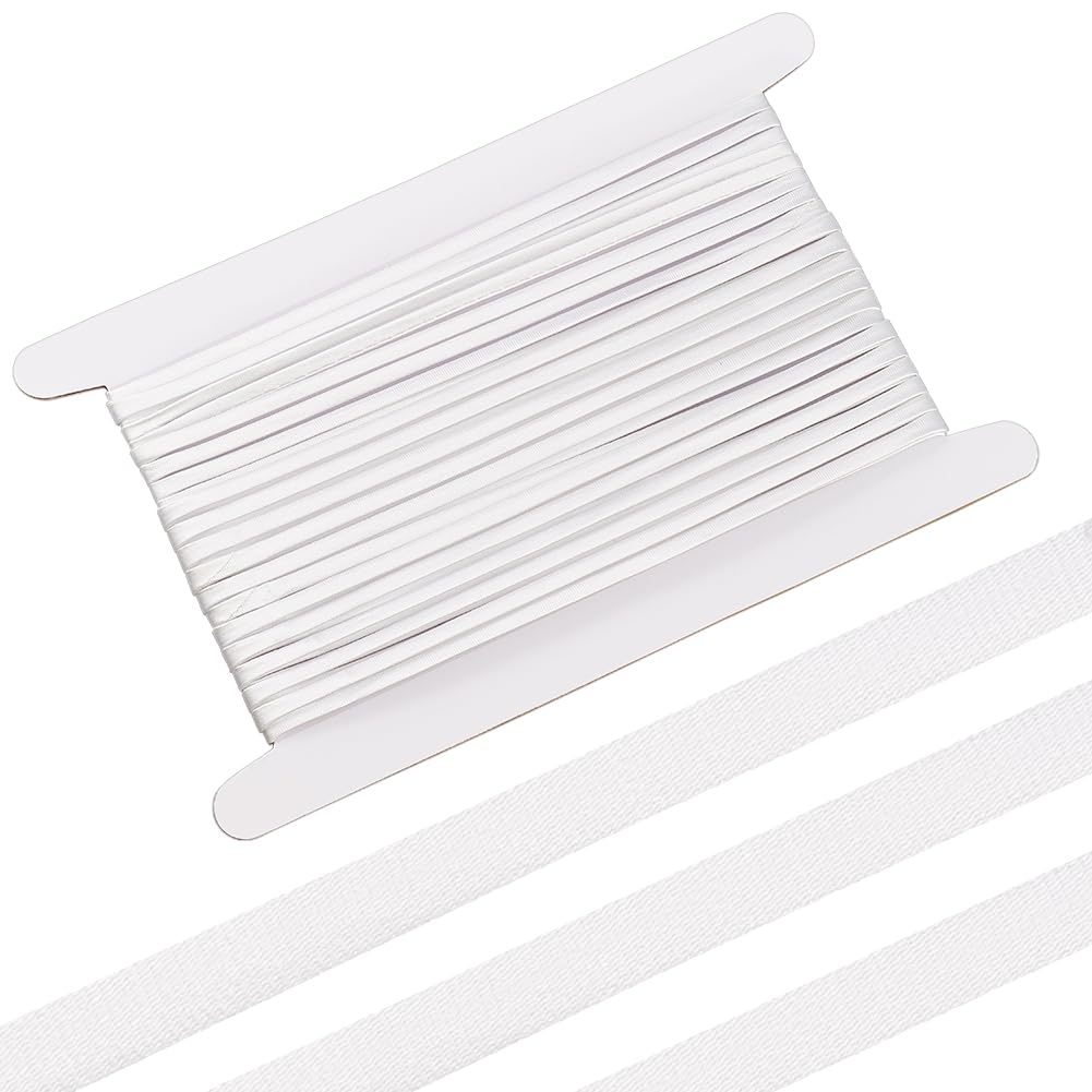 BENECREAT 10m White Satin Corset Strap, 5mm Wide Wedding Corset Satin Ribbon Zipper Replacement Corset Ribbon for Garment Accessories