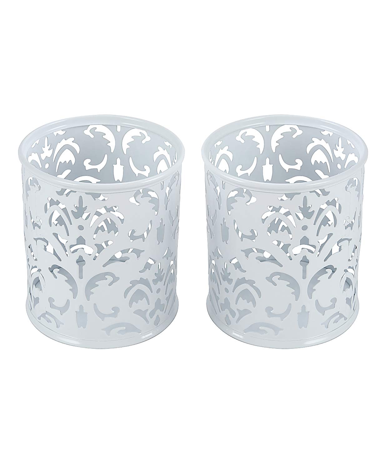 EasyPAG Desk Tidy Pen Pot Pencil Holder Makeup Brushes Storage Stationery Organiser,Pack of 2,White