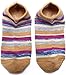 Flora&Fred Women's 3 Pair Pack Vintage Style Rainbow Stripe Cotton No Show Socks Large