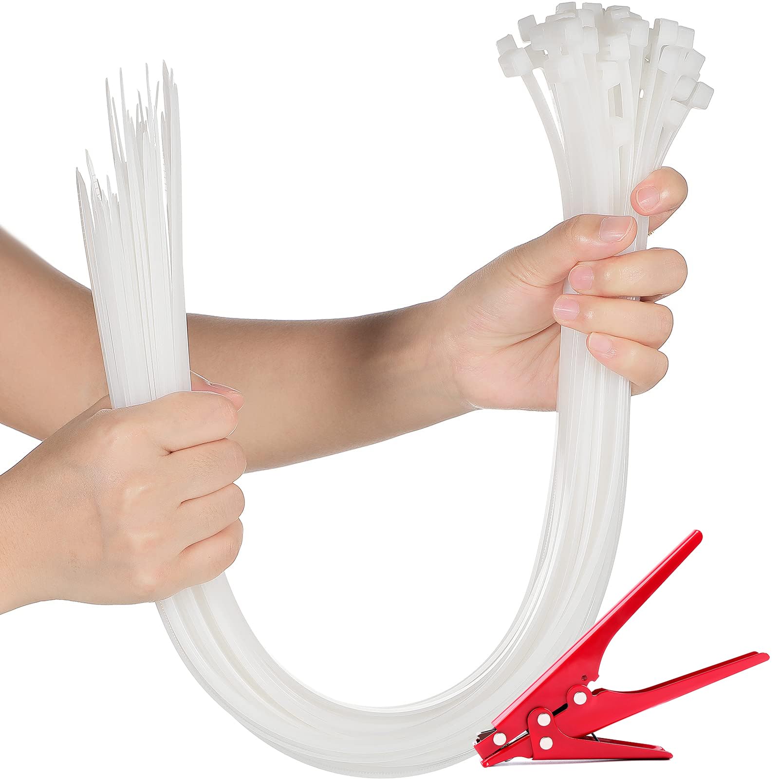 Long Cable Ties 450mm x 5.5mm, 400 PCS with Cable Tie Tool, Large Zip Ties-Industrial Durable Strong Cable Tie for Binding Fences, Awnings Tying Branches Bundling of Crops Fixed Water Pipes