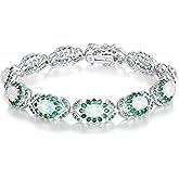CiNily Fashion Sterling Silver or White Gold Plated Opal Bracelets for Bridal, Wedding, Prom, Party, Pageant, Evening Wear, Party Wear