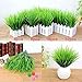 ZMOCEN 4 Pcs Artificial Outdoor Plants Faux Plastic Wheat Grass Fake Leaves Shrubs Greenery Bushes Indoor Outside Home Garden Office Wedding Party Decor UV Resistant