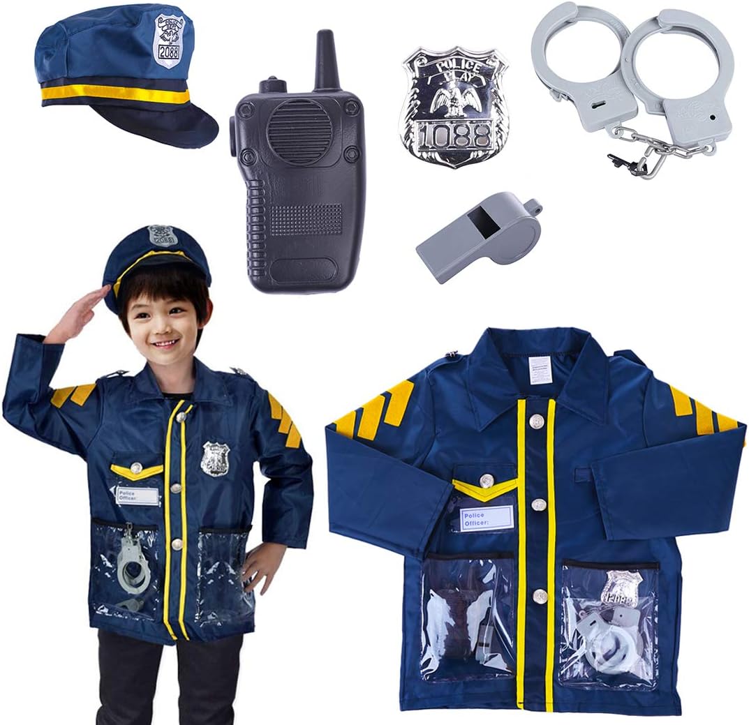 LVPY 6 Piece Kids Dress-Up Set Police Officer Deputy Role Pretend Play Accessories Kit For Kids
