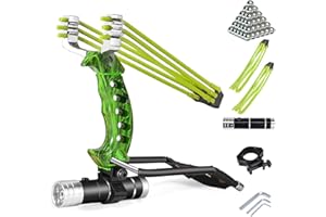 NOBONDO Strong Folding Slingshot - Powerful Adjustable Slingshot Rocket with Wrist Brace Hunting Survival Catapult with 2 Rubber Bands and 100 Ammo Balls