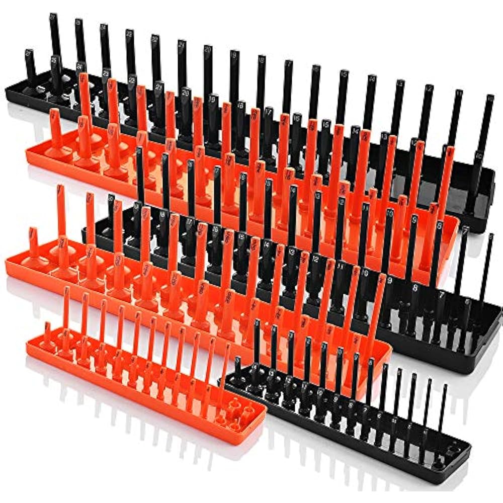 6 Piece Socket Organizer Tray And 12 Tool Wrench Holder Set Space