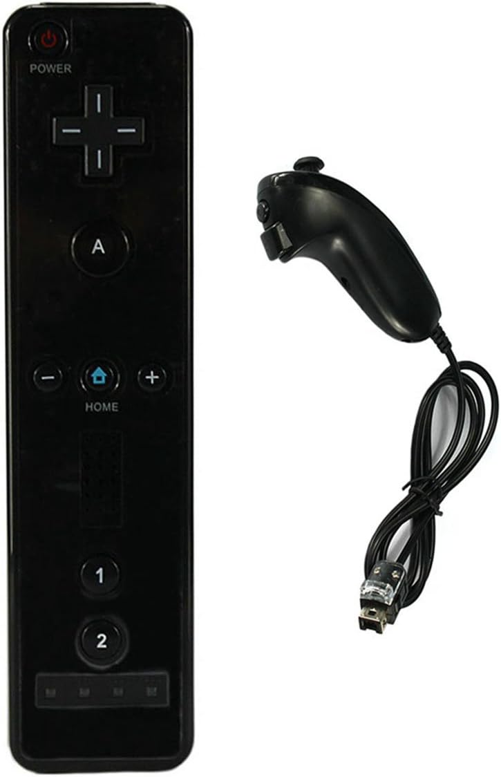 SREEGA Remote Controller And Nunchuck for Wii WiiU with Case Skin (Black)