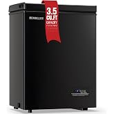 DEMULLER Deep Freezer Chest 3.5 Cubic Feet Freezers with Temperature Display Panel Mini Freezer with Removable Basket Suitable for Apartment Garage Dorm BLACK