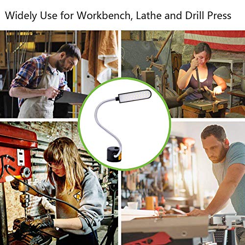 JANSANE Sewing Machine Light LED Lighting (30LEDs) 6 Watt for Workbench Lathe Drill Press Daylight White Flexible Gooseneck Arm Work Lamp with Magnetic Mounting Base Black