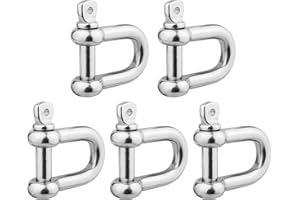 BNYZWOT M12 1/2 inch 304 Stainless Steel European Style Anchor Shackle Bow Rigging with Pin Clevis Ring Pack of 5