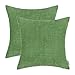 CaliTime Throw Pillow Covers Pack of 2 Comfy Corduroy Corn Striped Waffle Decorative Cushion Cases for Couch Sofa Bed Farmhouse 18 X 18 Inches Forest Green