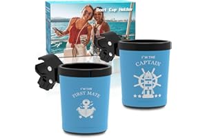 Boaton Marine Boat Rail Cup Holder, Boat Drink Holder, No Drilling Install On Bimini Top Cover Or Pole, Pontoon Boat Accessories, Universal Can Holders