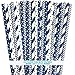 Paper Straws - Navy Blue and White - Stripe Chevron Polka Dot - 7.75 Inches - 100 Pack - Outside the Box Papers Brand