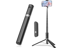 TONEOF Tripod, Cell Phone Selfie Stick, 60 Inch All-in-1 Stand with Integrated Wireless Remote, Lightweight and Portable, Extendable Tripod for 4-7 Inch iPhone and Android（Black Grey）