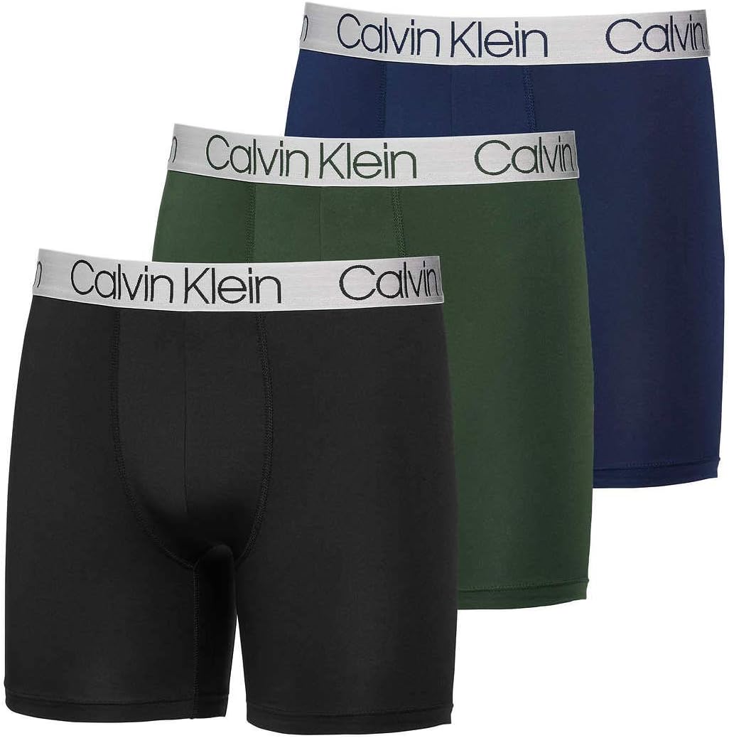 Calvin Klein Mens 3 Pack Chromatic Microfiber Boxer Briefs (Blue/Green