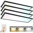 AIKVSXER 1x4 LED Flat Panel Light Surface Mount LED Ceiling Light Black, 5500LM 50W TRIAC 10-100% Dimmable, AC120V, 3000/4000/5000k Selectable 4FT LED Light Fixtures for Garage-4 Pack