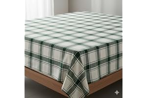 Cotton Flannel Flat Sheet, Queen Size, Soft Warm Hypoallergenic (Plaid Green)