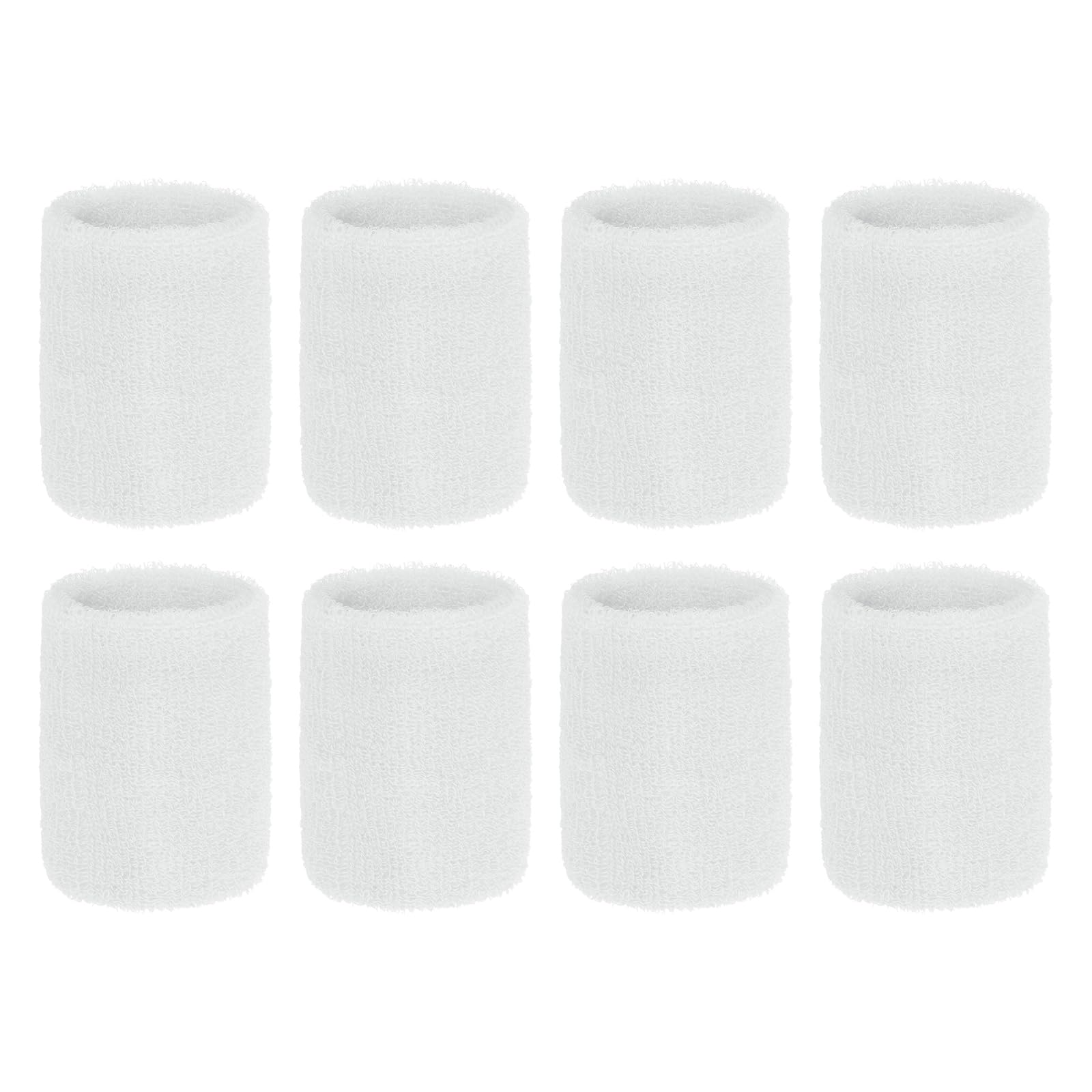 PATIKIL Wrist Sweatbands, 8Pack Sports Wristbands Sweatbands Wrist for Tennis Badminton Basketball Football, White