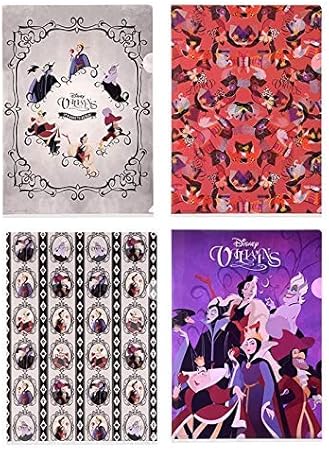 Amazon ヴィランズ アースラ マレフィセント ハートの女王 ファイル クリアファイル フラット 4枚セット 文房具 ディズニー ディズニーストア グッズ 公式 おもちゃ おもちゃ