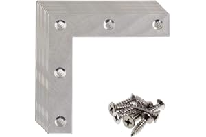ULIFESTAR Stainless Steel L Shape Flat Corner Brace Bracket for Wood, Metal Fixing Joining Support Brace for Shelves, Furniture and Cabinet 10 Pack (80x80mm)
