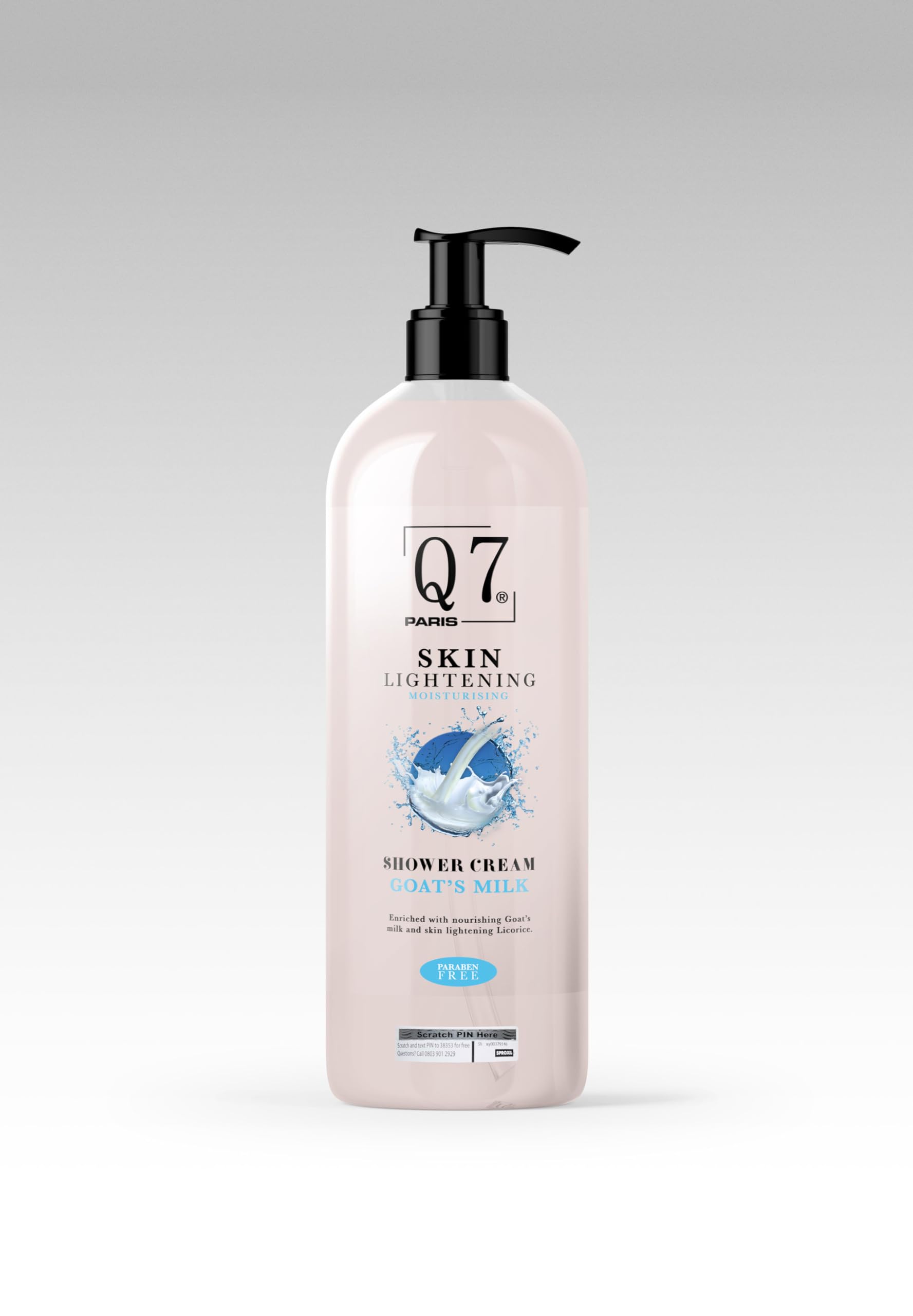 Q7paris Skin Lightening Shower Cream | Face Moisturise Cream for Men and Women | Anti-Ageing, Skin Lightening Cream with Natural Ingredients Goat's Milk and Licorice - 1000ml