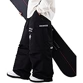 SNOWVERB Womens Mens 2-in-1 Detachable Baggy leopard Snow Pants to Shorts Cargo Ski Snowboard Outdoor Pants for All-season