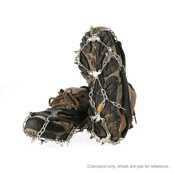 TOMSHOO Schuhspikes 19 Zähne Steigeisen Rutschfeste Schuhe Cover Edelstahl Rutschfeste Ice Cleats Schuh Kofferraum Griff Trak