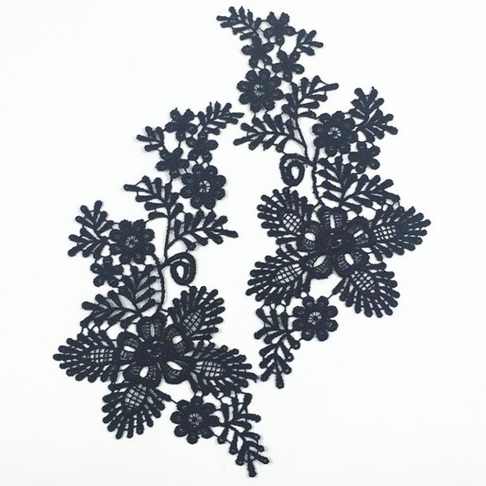 Download USJee 1 Pair Wihte Embroidered Lace Patches for Wedding Dress Applique Collar Decor Trim ...