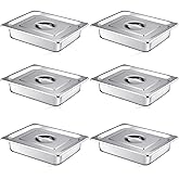 Mifoci Stainless Steam Hotel Pan with Lid, 2-1/2 Inch Deep Steam Table Pan Restaurant Supplies Reusable Anti Rust Catering Storage for Home, Party, Restaurant, Hotel, Buffet(6 Sets,1/2 Size)