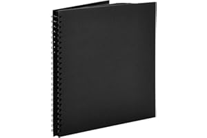 Paper Junkie Blank Hardcover 12x12 Scrapbook Album for Photos, Black Spiral Bound Wedding Guest Book (40 Sheets)
