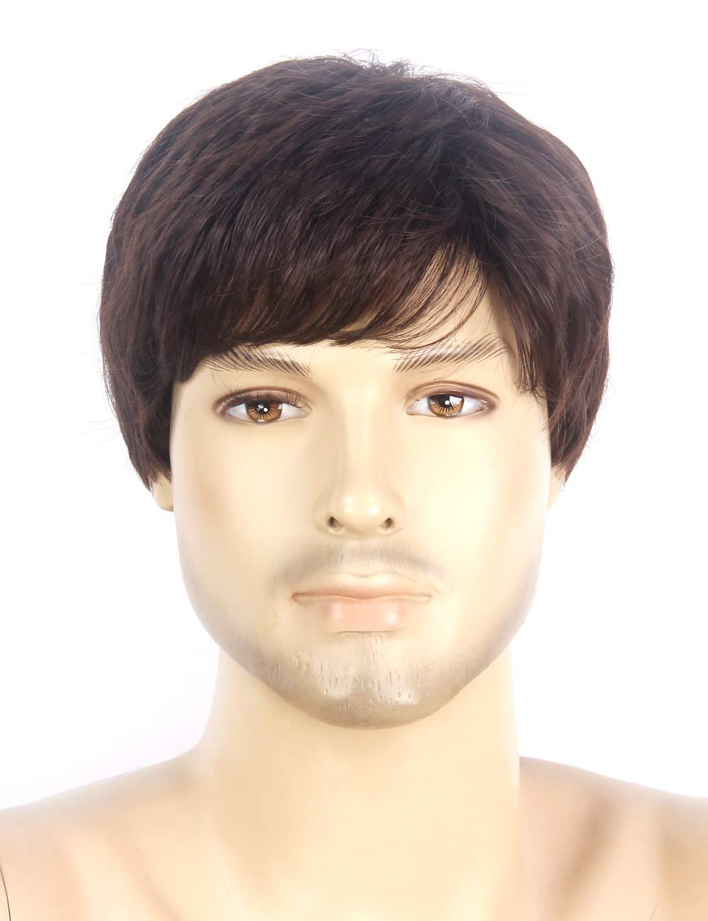 Nface Mens Brown Wig Male Guy Short Layered Cosplay Costume Party Natural Hair 12