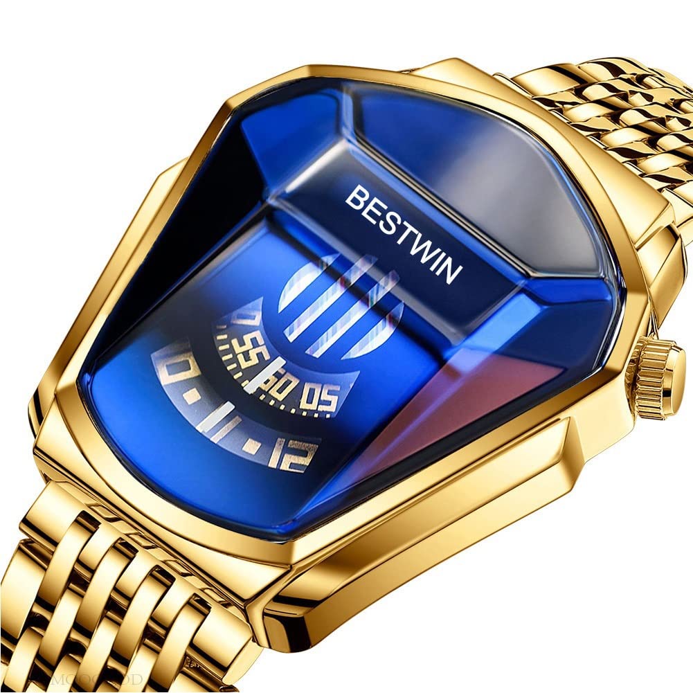 FENKOO Luxusmarke Sport Militäruhr Männer Gold Edelstahl Quarz wasserdichte Armbanduhren Uhr