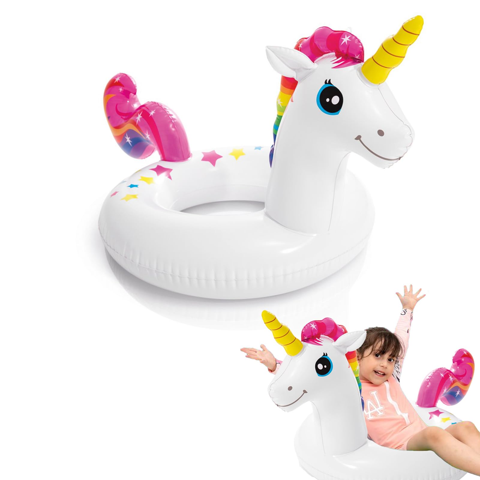 Pool Inflatables for Kids Age 2-6, Swimming Unicorn 42" x 23" (1.07m x 58cm) Rubber Ring Pool Floats Swimming Pool Toys for Children, Swim Ring with Tails for Boys Girls Summer Beach Water Party Toys