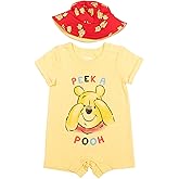 Disney Baby Romper and Reversible Bucket Sun Hat Outfit Set Newborn to Infant Sizes (Newborn - 24 Months)