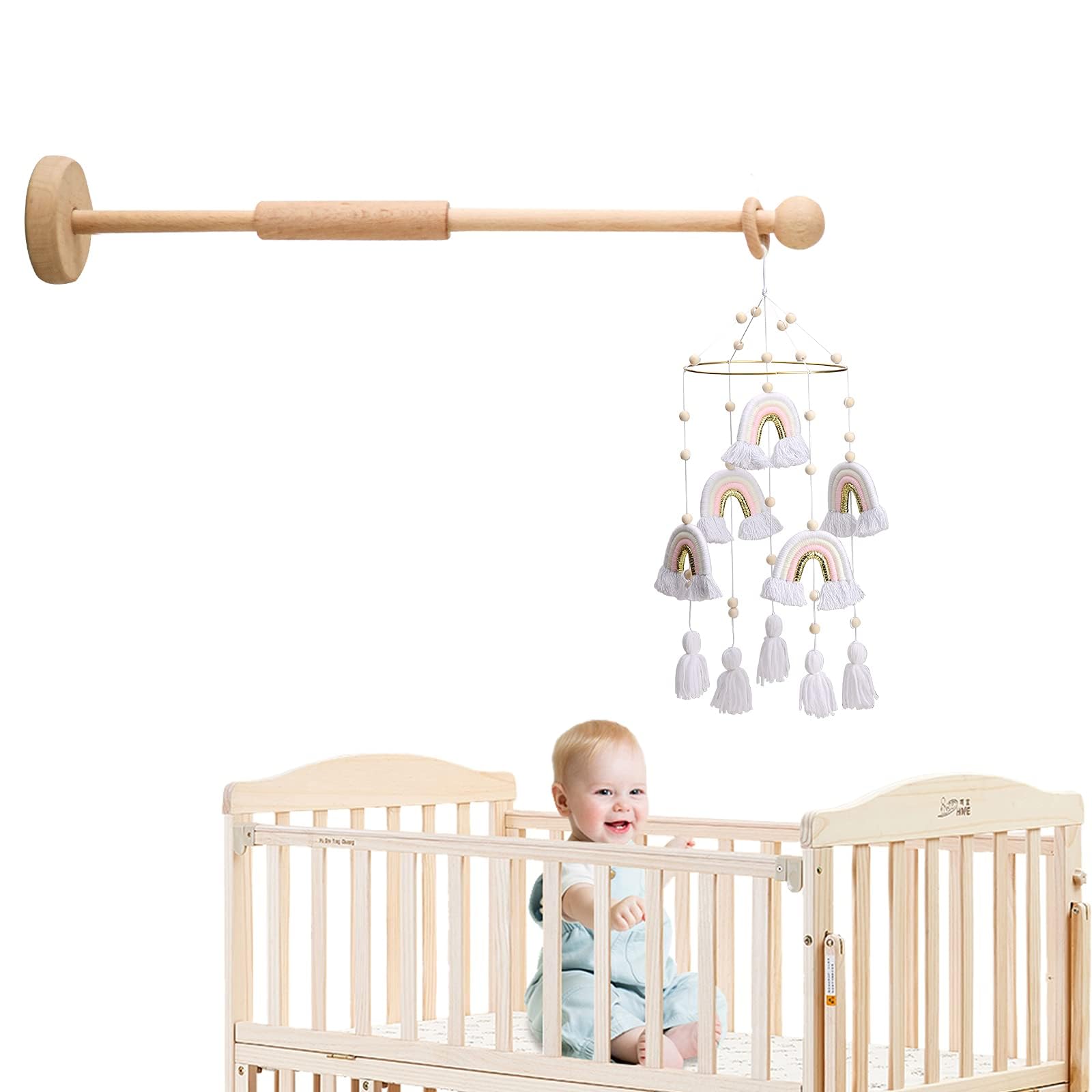 Wall Mounted Wooden Mobile Arm for Crib Mobile Holder - Baby Room Decor and Gifts