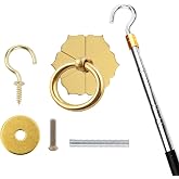 Ladder Pull Down System Kit - BCEHACBITI Attic Pull System Hook Cord Set Replacement for Cord Ropes with 60 Inch Extension Pole and Copper Storage Hook Handle Parts Tool