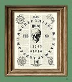 OUIJA BOARD art print original design over an upcycled vintage dictionary page book art