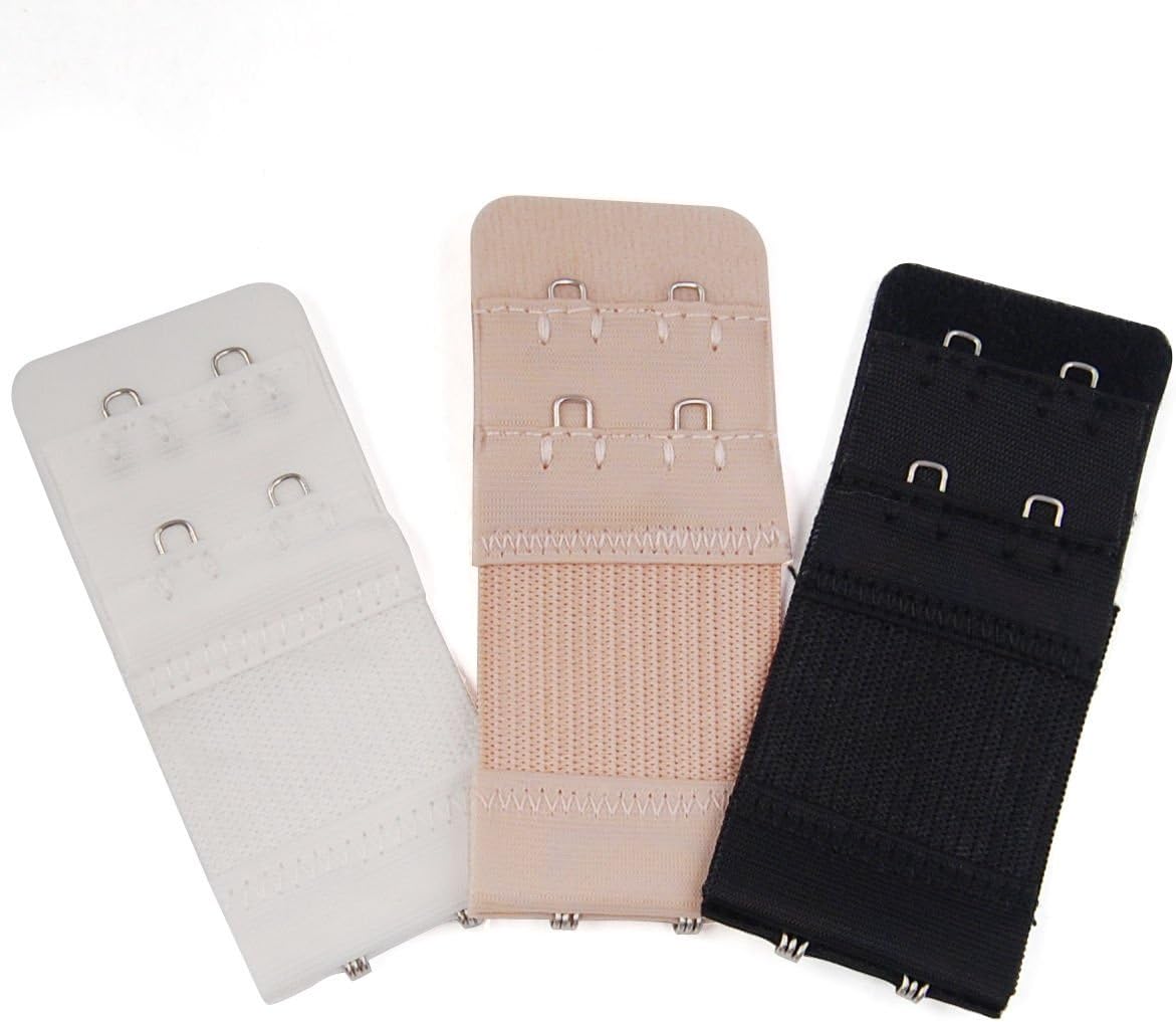 Sinbury Bra Extender Extension Strap, 2x2 Hook, 3 Pack- white, black, beige