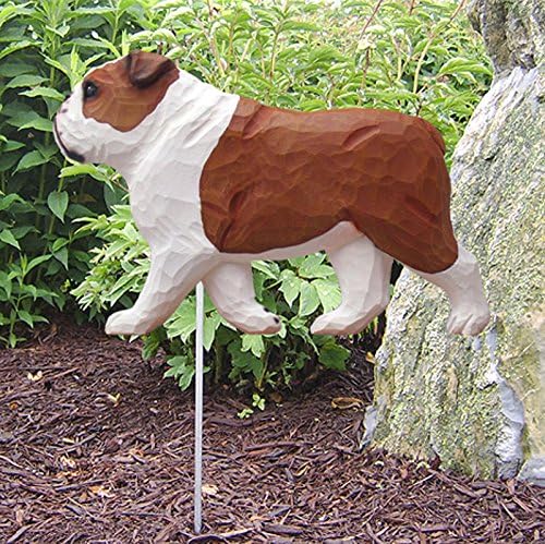 English Bulldog Outdoor Garden Dog Sign Hand Painted Figure Red