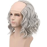 karlery California Colonial Man Short Bob Curly Scientist Bald Wig Halloween Cosplay Anime Costume Party Wig