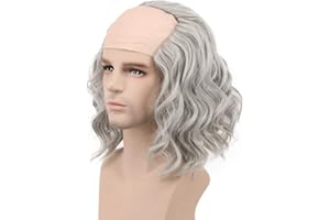 karlery California Colonial Man Short Bob Curly Scientist Bald Wig Halloween Cosplay Anime Costume Party Wig