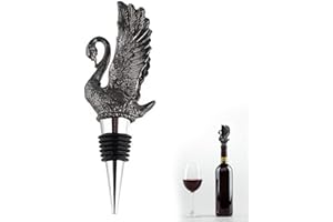Wine Bottle Stopper, Swan Stainless Steel Wine Saver Reusable Wine Cork Silicone Wine Stopper (Black)