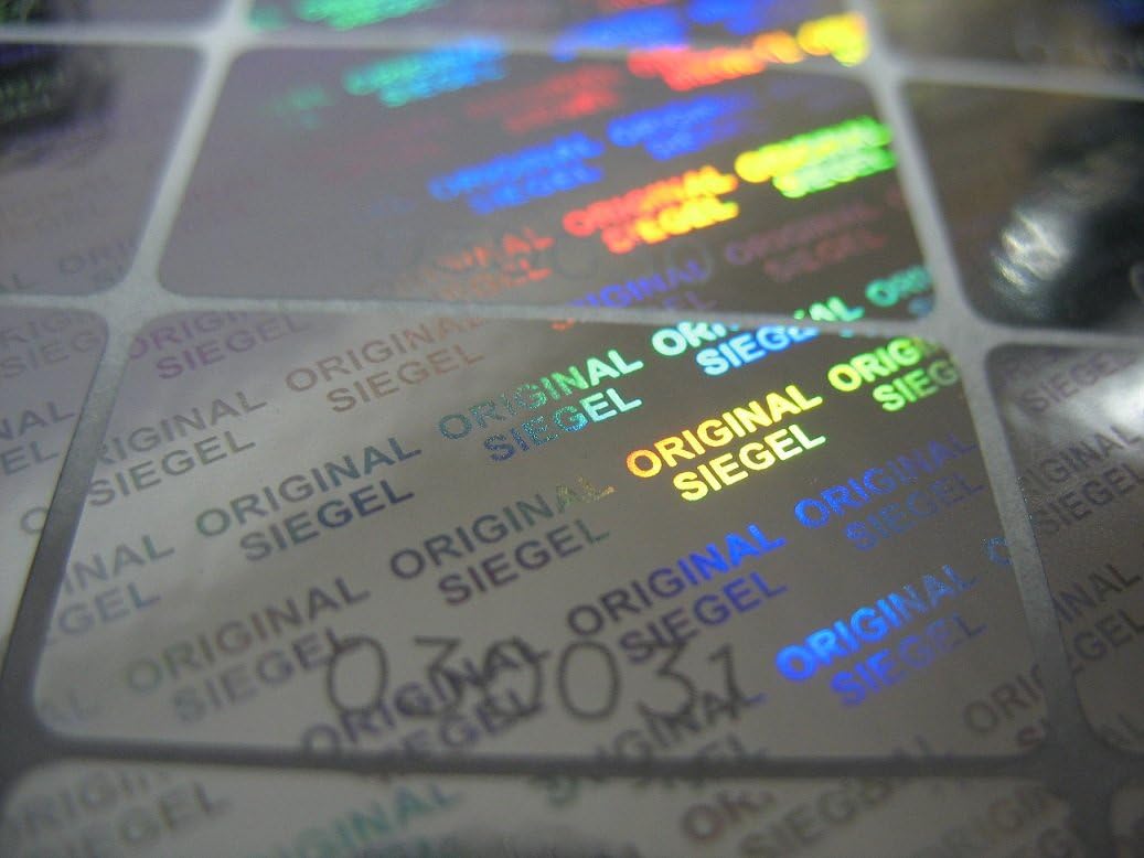 Holographic labels BY EtikettenWorld 17 mm x 30 mm ORIGINAL SEIGEL with serial numbers,EW-H-M120Es Tamper proof, Water proof, Security seal labels (3000)