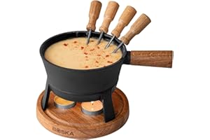 Boska Cheese Fondue Party Set - Fondue Pot Set Microwave Safe Ceramic Hot Pot Chocolate Fountain Snack - Wedding Registry Items Small Kitchen Appliances for up to 4 Persons