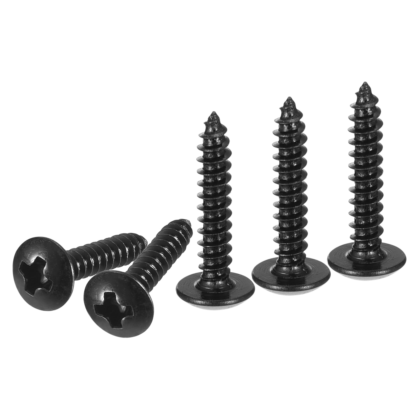 DTGN M3x16 Sheet Metal Screws - 125 Pack - for Wood, Furniture - Carbon Steel Phillips Truss Head Self Tapping Tip Wood Screws - Black