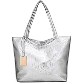 Sister Amy® Womens Large Tote Shoulder Handbag Purse Travel Satchel Stylish Fuax Leather Crocodile Hobo Top Handle Bag