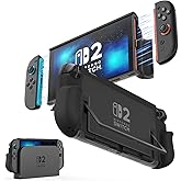 MoKo Dockable Case for Nintendo Switch 2, TPU Protective Case with Quick-Release JoyCon Design, Slim Ergonomic Grip Compatible with Switch 2 Console & Kickstand, Shock & Scratch Resistant, Black