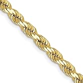 10k Yellow Gold 4mm Diamond-cut Rope Chain Necklace 16" to 30"