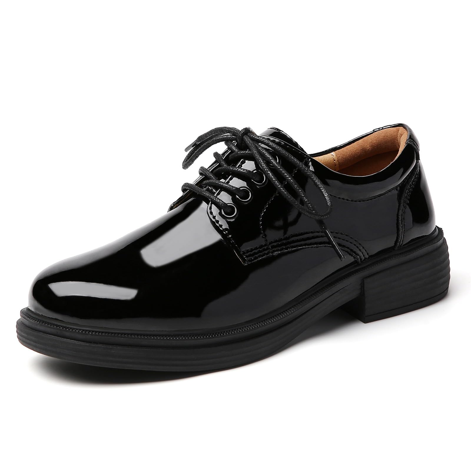 Photo 1 of OKJ Oxford Shoes for Women, Black Womens Oxford Shoes Patent Leather Platform Women's Oxfords Comfortable Dressy Slip On, Lace Up Loafers Casual Work Business Dress Office Oxfords Shoes for Women 7.5