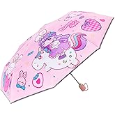 Rosavida Kids Folding Umbrella Automatic Open-close Cartoon UV Resistant Travel Umbrella Anti-rebound Design Compact Wind and waterproof Umbrella for Kids Girls #1